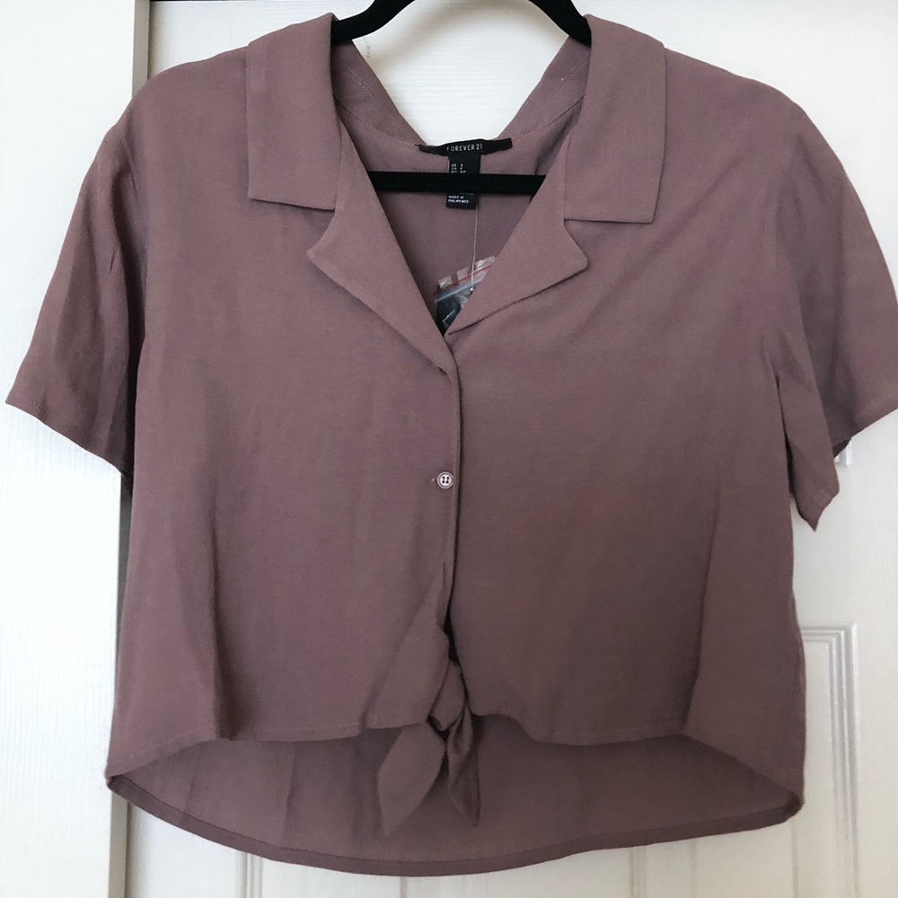 HOST PICK Forever 21 Cropped Button Up Top - Picture 2 of 5